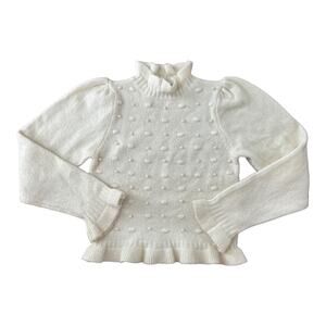 Miss Selfridge embellished cream high neck flared cuffs & waist sweater size 4